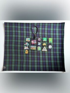 La Cordée Plaid Poncho One Size Vintage Patch Camping Outdoor Cape